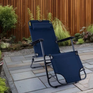 Sedia da Giardino Campeggio Pieghevole Cuscino Testa Sdraio Prendisole L 153 CM - Foto 1 di 12