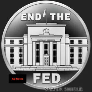 1oz 2025 End the Fed Proof Silver Shield COA + Box Sound Money Only 342 Minted - Bild 1 von 3