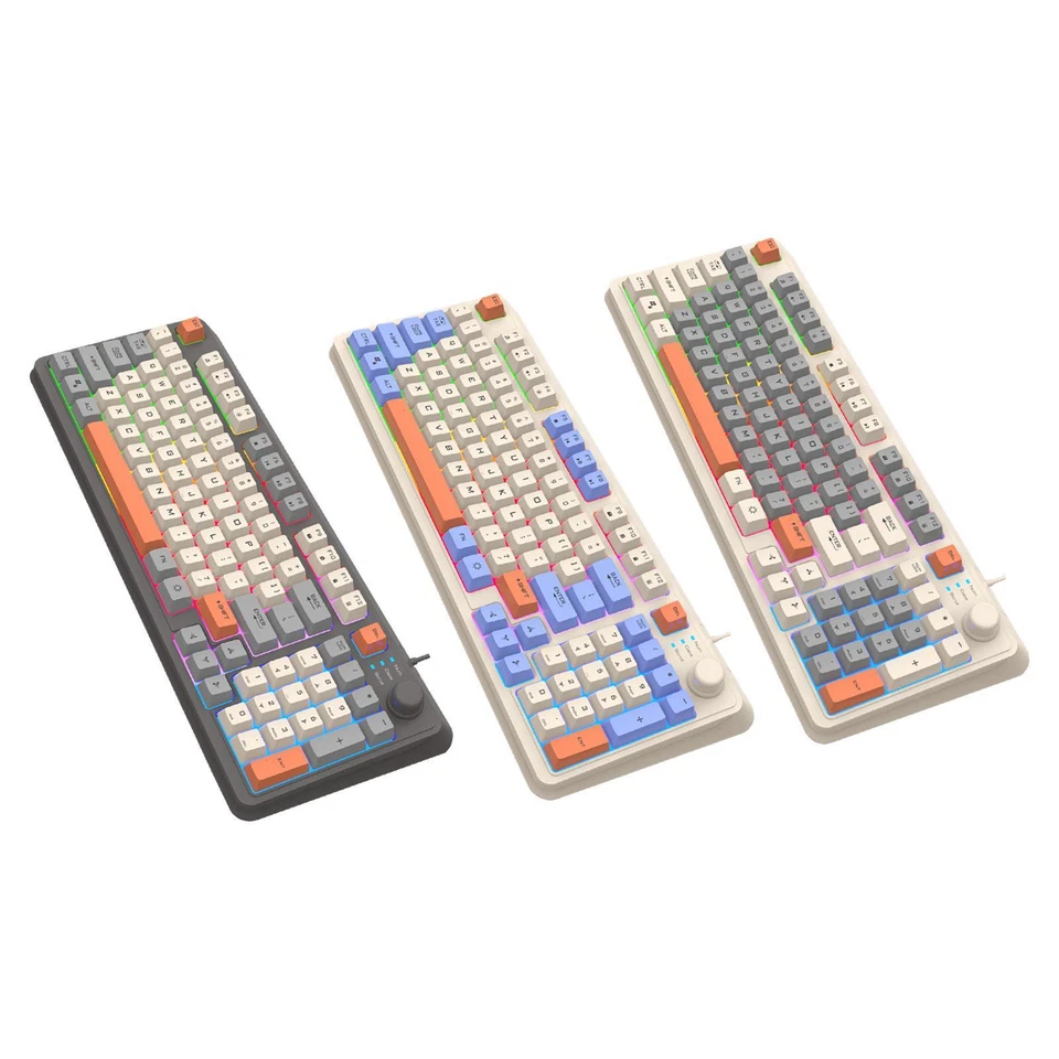 RGB Gaming Keyboard, USB Wired Keyboard 94 Keys Minimalist Multimedia Keys with - Image 1 of 1