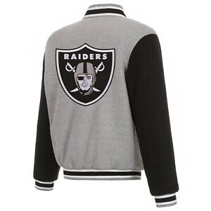 NFL Las Vegas Raiders  Reversible Full Snap Fleece Jacket  JHD Embroidered Logos