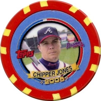 *** 2005 Topps Pack Wars Chip - CHIPPER JONES Poker Chip #6/10 RARE! *** - Image 1 of 2