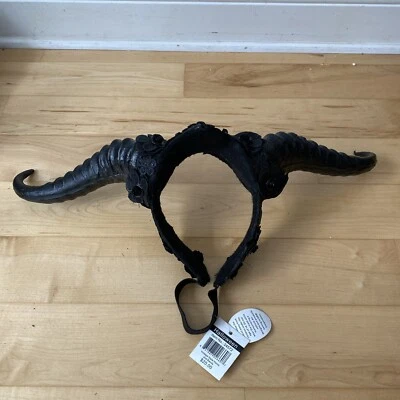 Adult BLACK HORNS Vintage Style Costume Accessory NEW With Tags Halloween - Image 1 of 4