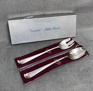 Silver Guild Vintage Georgian Salad Servers (Silver Plated) in Box with Covers - Picture 1 of 10