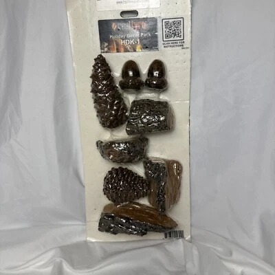 Real Fyre Gas Fireplace Decor Log Pine Cone Acorn Bark Christmas Thanksgiving - Image 1 of 4