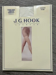 Vintage J.G. Hook Pantyhose Size Medium Ivory Evening Sheer Toner Top Sandalfoot - Picture 1 of 12