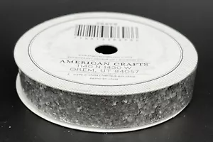 American Crafts Ribbon Large Glitter Solid Silver 5/8in x 3yds - Picture 1 of 2