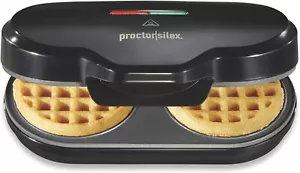 Proctor Silex Double Mini Waffle Maker Machine with 4” Round Non-stick Grids, - Picture 1 of 5
