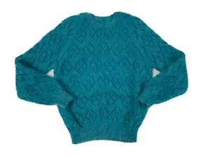 Hand knit Womens size 10 alpaca blend lace knit jumper - Picture 1 of 5