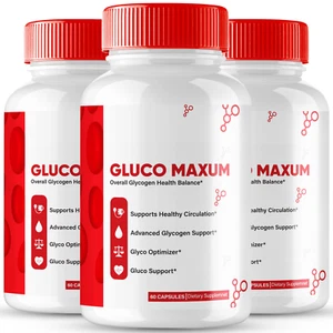 (3 Pack) Gluco Maxum Blood Capsules, GlucoMaxum Glycogen Optimizer Support Pills - Picture 1 of 3