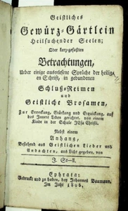 Geistliches Gewürz-Gärtlein Heilsuchender Seelen ; oder kurz-gefassten Betracht - Picture 1 of 1