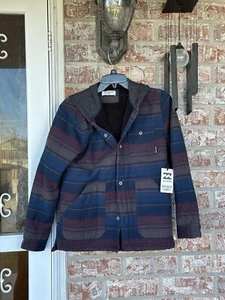BILLABONG Boys Large BAJA SHERPA Hooded Flannel - NVY - NWT - Picture 1 of 6