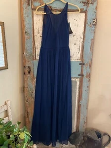 J. CREW Women’s Dark Blue 100% Silk Sleeveless Empire Waist Megan Maxi Dress - Picture 1 of 5