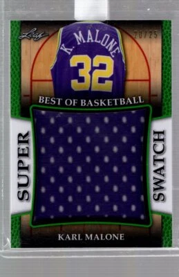 2017 Leaf Best of Basketball Super Swatches Green #SS14 Karl Malone /25 - NM-MT - Image 1 of 2