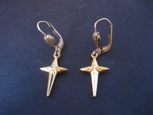 Vintage GES GESCH (Gesetzlich Geschutzt) West Germany Gold Tone Hook Earrings - Bild 1 von 6