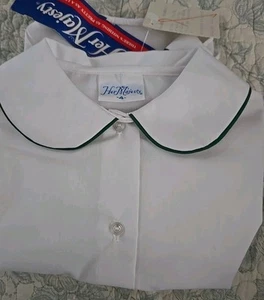 New Vintage Toddler Her MAJESTY GIRLS  Dress Shirt Sz 2T GREEN TRIM SZ 4 - Picture 1 of 4