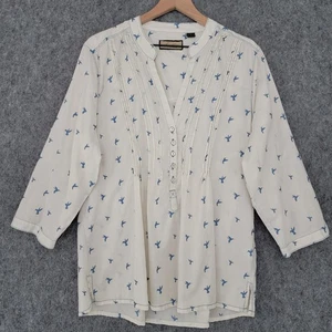 Camisa Legacy Falls para mujer XL azul colibrí pintuck Henley manga 3/4 2610054 - Imagen 1 de 13