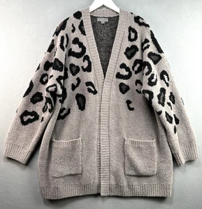 Barefoot Dreams Cardigan 2XL Gray Leopard CozyChic Open Front BDWCC21453 - Picture 1 of 7