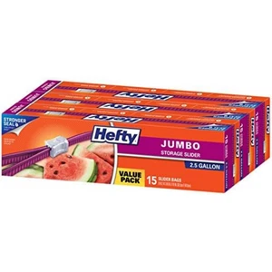 Fuertes bolsas de almacenamiento deslizantes Jumbo 2,5 galones tamaño 15 unidades paquete de 3 45 total nuevas - Imagen 1 de 5