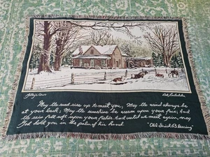 Ratest! VTG Bob Timberlake Gilley's Cows Log Cabin Thick Woven Tapestry 67x48 - Picture 1 of 7
