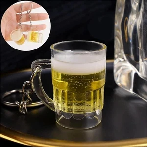 Beer Cup Keychain Men Women Couple Resin Simulation Handcraft Key Chain - Picture 1 of 5