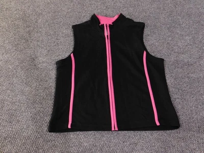 Chaleco Coldwater Creek Mujer Pequeño X Grande Negro Rosa Cremallera Frontal Sin Mangas Fleec Foto 1 de 4