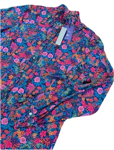 Neu mit Etikett J. Crew Liberty Ciara Button Bluse Damen L Blumen Rüschen Ausschnitt Shirt - Bild 1 von 11