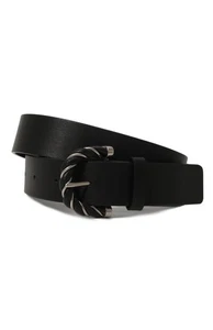 (NO CUSTOMS TAX) BOTTEGA VENETA Twist black leather belt Size 80 authentic - Picture 1 of 11