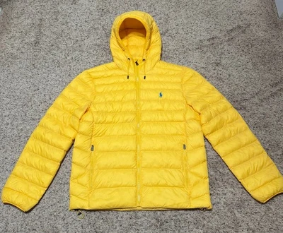 Polo Ralph Lauren Hooded Puffer Jacket Yellow Men’s Size Medium - BRAND NEW!! - Image 1 of 4