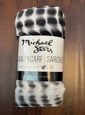 MICHAEL STARS Negro Blanco Caimán Tie Dye Ruana Bufanda Sarong 41" X 72" Nuevo en Paquete Foto 1 de 4