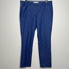 Old Navy Women Pixie Pants 12 Navy Blue Chambray Polka Dot Stretch Office Casual