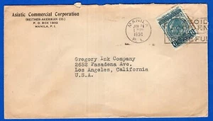 PHILIPPINES TO USA, 1936, COVER W/ADVERTISING - Picture 1 of 2