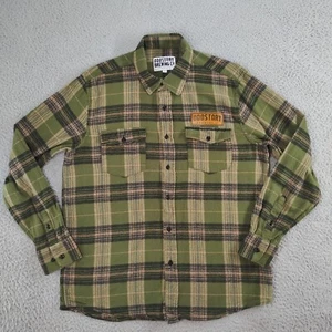 Oddstory Brewing Co Flannel Shirt Men Large Green Plaid Button Up Chattanooga - Picture 1 of 21
