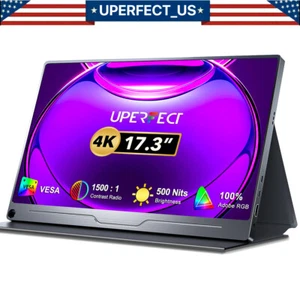 4K Portable Monitor, UPERFECT 17.3" Gaming Monitor 3840 * 2160 HDMI USB C UHD US - Picture 1 of 24