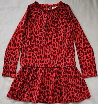 Kate Spade : Skirt the Rules Red Leopard Drop Waist Ruffle Hem Dress SZ 10 Girls - Image 1 of 4