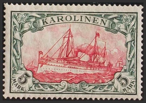 Carolinas. MNH Yvert 19. 1914. 5 M Schwarz Grün Und Karminrot (Friedensdruck 26: - Bild 1 von 1