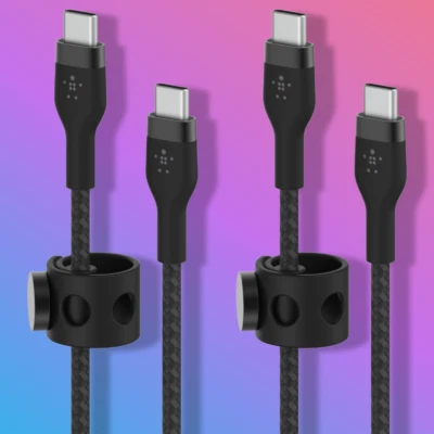 Pro Flex Braided USB-C to USB-C 6.6ft Fast Charging Cable 2-Pack Black - Image 1 of 4