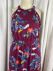 Maxi Vestido Para Mujer Antiguo Azul Marino Floral Jersey Tejido Talla 1X - Imagen 1 de 8