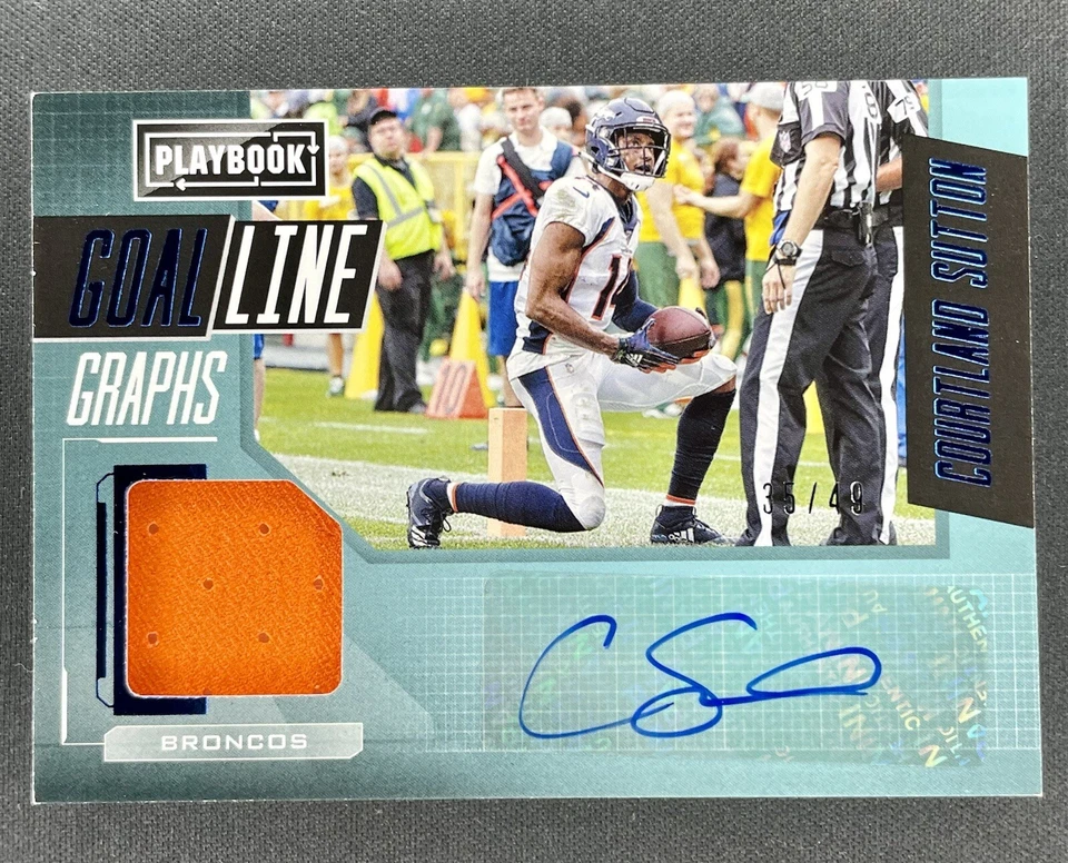 2020 Panini Playbook Courtland Sutton Goal Line Graphs Blue Auto Patch /49 - Image 1 of 1