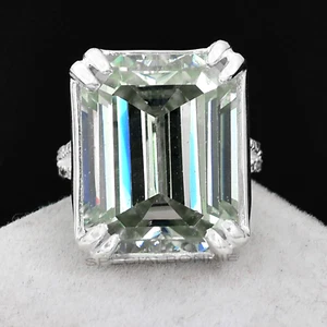 Huge 29.25 Ct Emerald Cut Solitaire Gray Diamond Ring-FREE Diamond studs! - Picture 1 of 13
