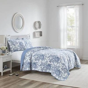 Laura Ashley Bedford Quilt Set 3PC 100% Cotton Reversible Natural Breathable - Picture 1 of 37