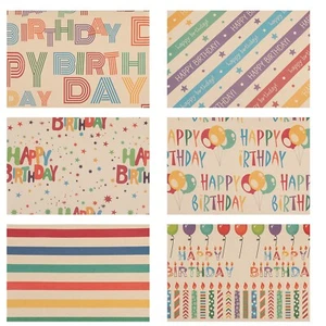 6-Pack Colourful Gift Wrap Papers - Birthday Party Wrapping Sheets - Picture 1 of 5