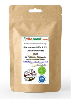 WWW.VITASCOUT.COM Glucosamine Sulphat 2 KCL - Chondroitin Sulphat - MSM - 720 Kapseln