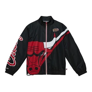 Giacca Chicago Bulls Mitchell & Ness logo esploso riscaldamento full zip - Nero - Foto 1 di 4