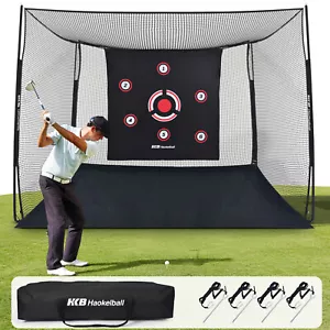 10x8x6ft Heavy-Duty Golf Hitting Cage Driving Golf Practice Net w/ Target Cloth - Picture 1 of 18