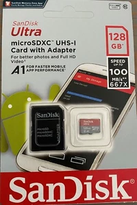 SanDisk 128GB Ultra MicroSDXC UHS-I Memory Card with Adapter - 100MB/s, C10, U1, - Picture 1 of 5