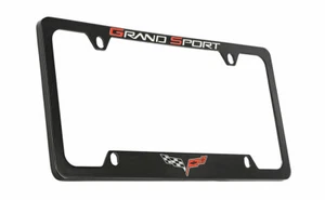 Grand Sport wordmark with C6 logo corvette zinc Metal black License Plate Frame - Picture 1 of 4