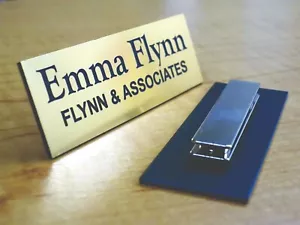 Custom Engraved 1x3 Brushed Gold Name Tag | Badge & Magnet | Employee Magnetic - Picture 1 of 1