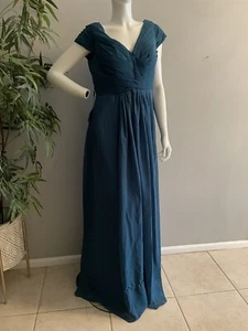 NWT Light in the box blue short sleeve long lined formal dress Ladies 16 - Picture 1 of 13