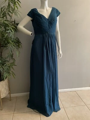 NWT Light in the box blue short sleeve long lined formal dress Ladies 16 Foto 1 de 4