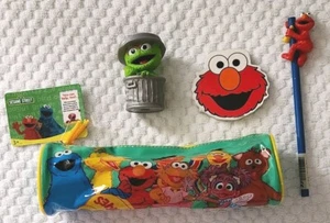 Sesame Street Pencil Case, 2008, Oscar, 2010; Elmo Topper & Elmo Mini Note Pad - Picture 1 of 9